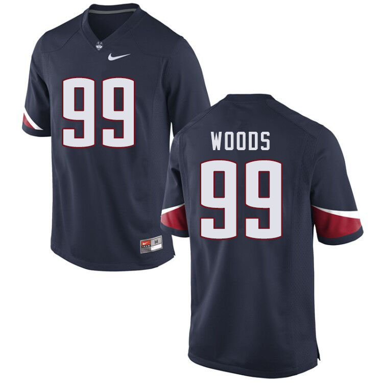 Men #99 Jeff Woods Uconn Huskies College Football Jerseys Sale-Navy